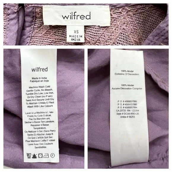 HostPick Aritzia Wilfred Allier Dress Mauvish Purple Sleeveless Mini Flowy Sz XS - Picture 14 of 16